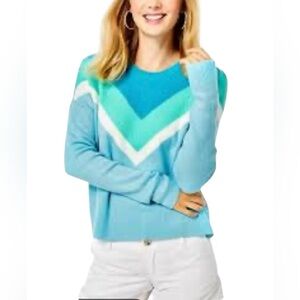 Lily Pulitzer Rivka Women’s Chevron Colorblock Light Blue Sweater